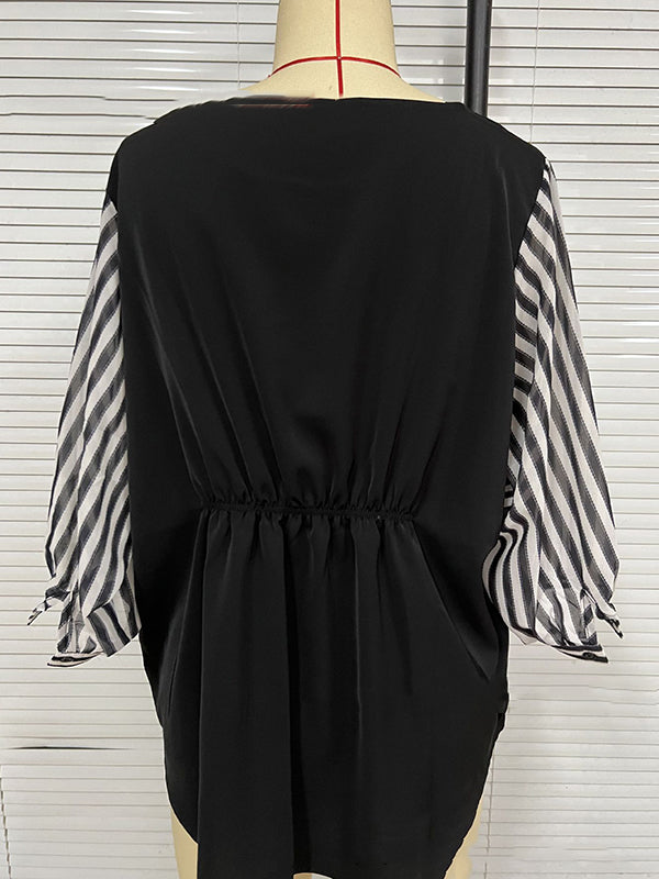 Split-Joint Half Sleeves Loose Round-Neck T-Shirts