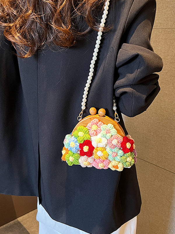 Chains Flower Shape Handbags Crossbody Bags