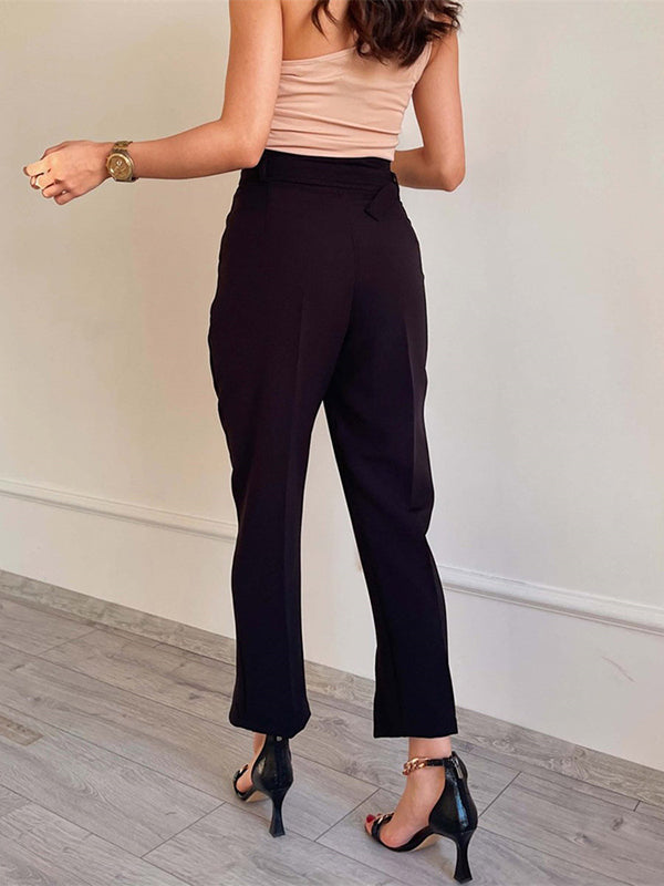 Split-Front Split-Joint High Waisted Loose Trousers Suit Pants