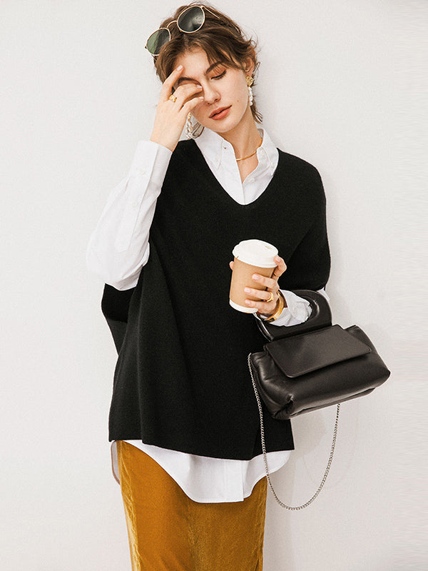 Casual Loose Solid Color V-Neck Vest Top