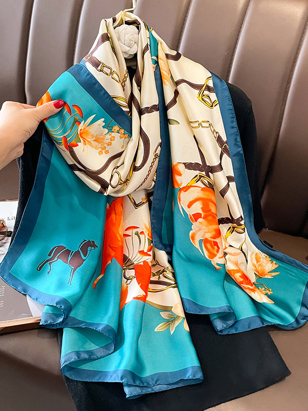 Contrast Color Printed Sun-Protection Shawl&Scarf