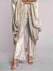Batwing Sleeves Long Sleeves Shiny Solid Color Deep V-Neck Blouses&shirts Tops