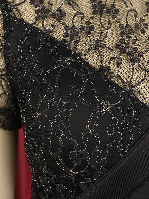 Ruffle Trim Solid Color Split-Joint Bodycon High Waisted Round-neck Midi Dresses