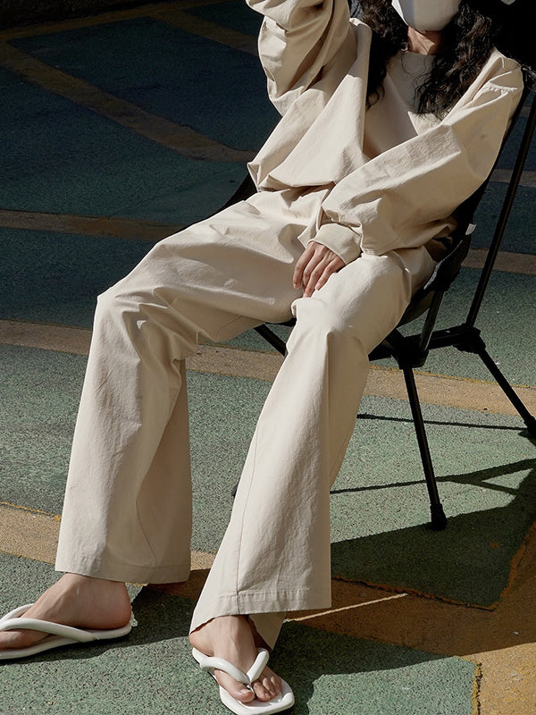 Solid Color High Waisted Wide Leg Trousers Casual Pants Bottoms