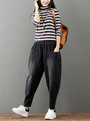 Cotton Vintage Gray-black Harem Jean Pants