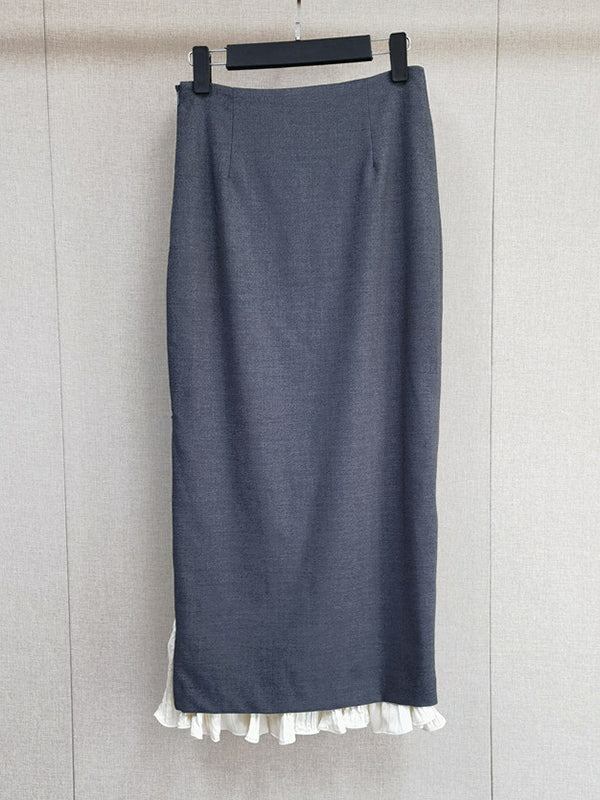 Pleated Ruffled Split-Joint False Two Mermaid Skirts Bottoms