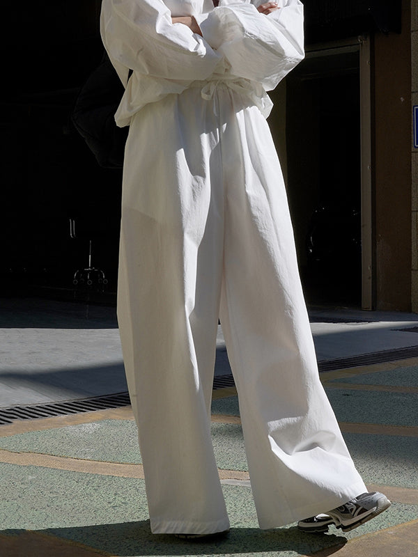 Solid Color High Waisted Wide Leg Trousers Casual Pants Bottoms