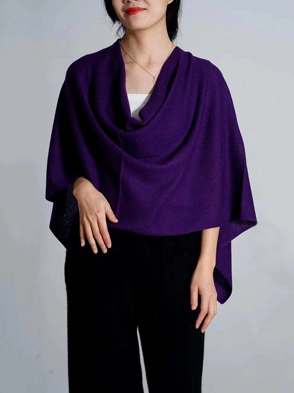 100% Cashmere Solid Color Cape Shawl&Cloak