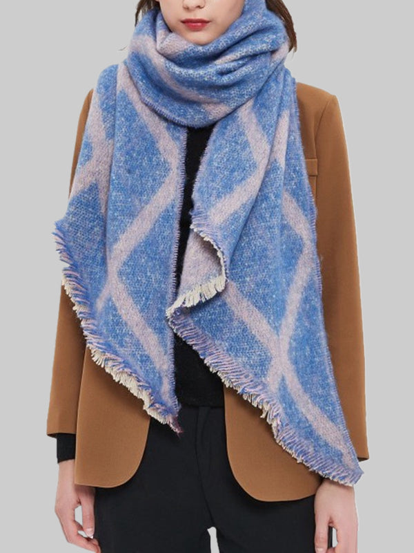 Keep Warm Plaid Tasseled Thick Shawl&Scarf