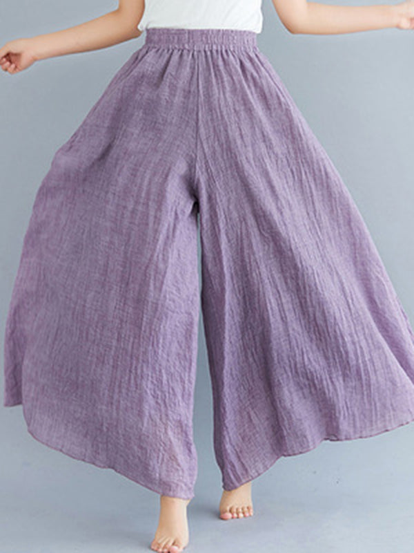 Elasticity Solid Color Loose Wide Leg Trousers Pants Culotte