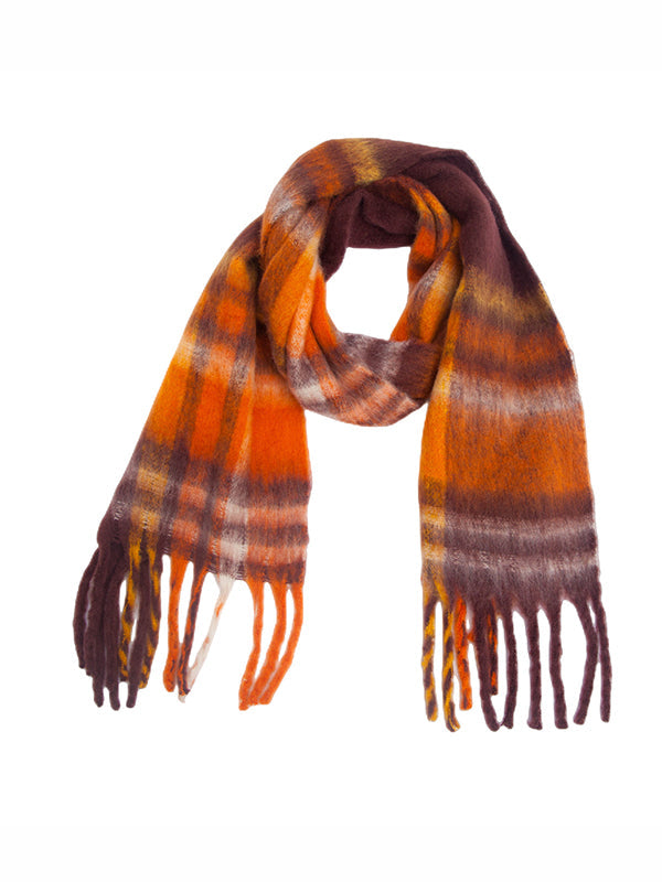 Keep Warm Plaid Tasseled Thick Shawl&Scarf
