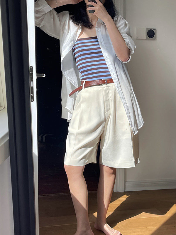 Simple Casual Striped Strapless Top