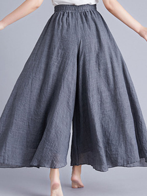 Elasticity Solid Color Loose Wide Leg Trousers Pants Culotte