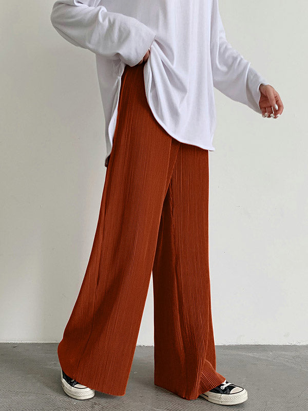 Casual Solid Color Pleats Capri-Pants Bottoms