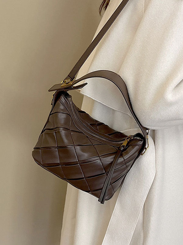 Belt Buckle Pleated Rhombic Split-Joint Handbags Crossbody Bags Bags