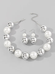 Beaded Contrast Color Geometric Three Pieces Set Necklaces Accessories Earrings Accessories Dainty Necklace