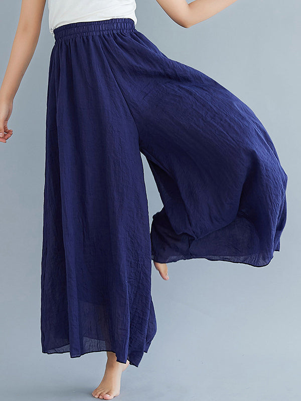 Elasticity Solid Color Loose Wide Leg Trousers Pants Culotte