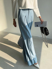 Pleated Solid Color High Waisted Wide Leg Trousers Casual Pants Bottoms