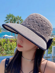 Belly-Hollow Bowknot Wide Side Sun-protection Hats&Caps