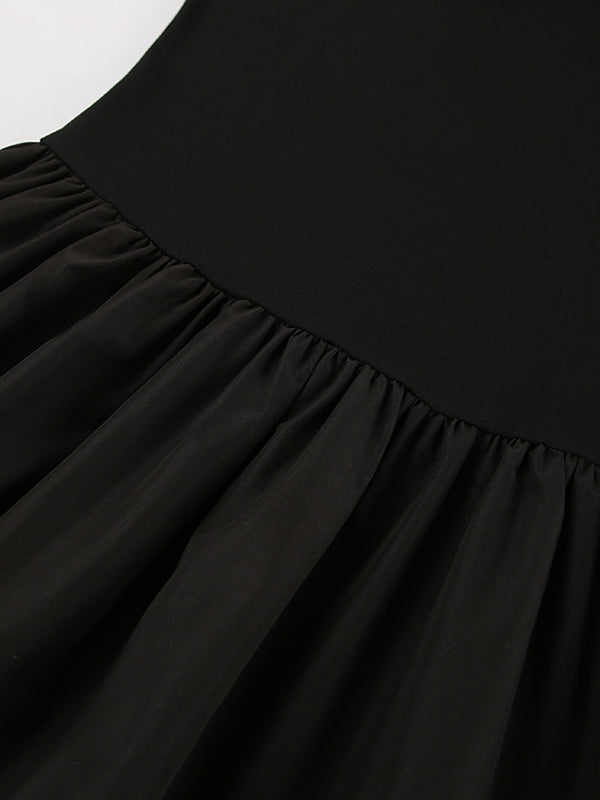 Solid Color Split-Joint A-Line Sleeveless Round-Neck Maxi Dresses