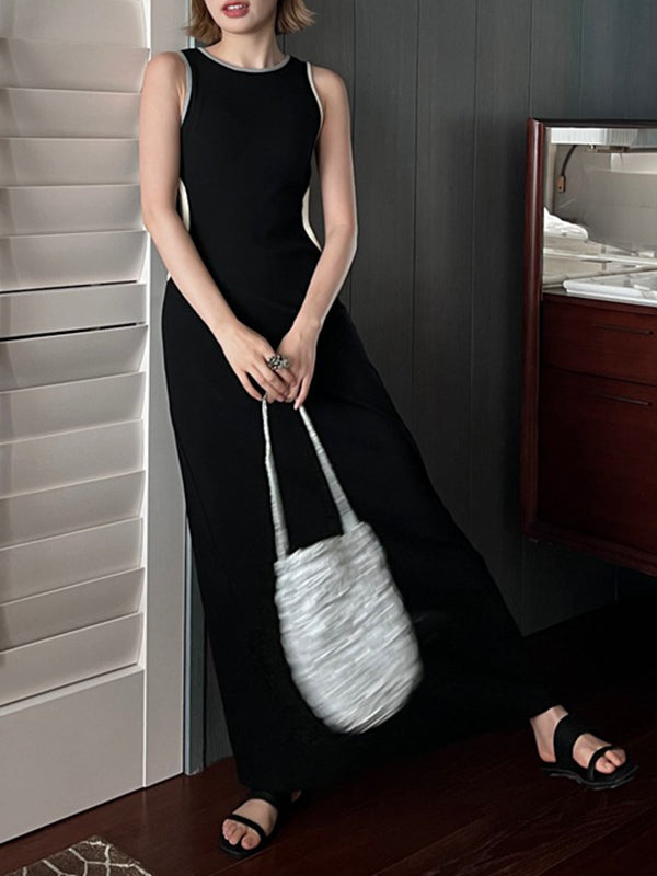 Split-Joint Bodycon Sleeveless Round-Neck Maxi Dresses