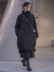 Urban Long Sleeves Solid Color Zipper High-Neck Padded Coat