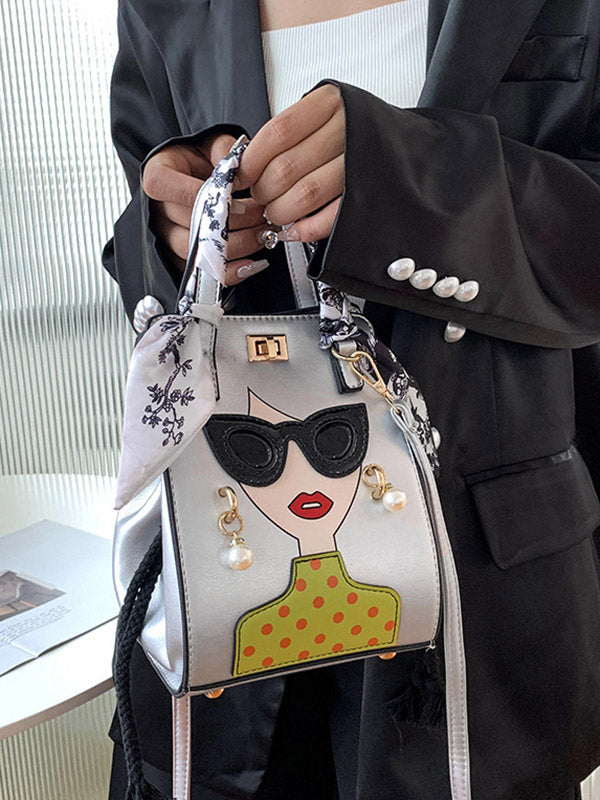 Figure Printed Split-Joint Handbags Crossbody Bags Bags