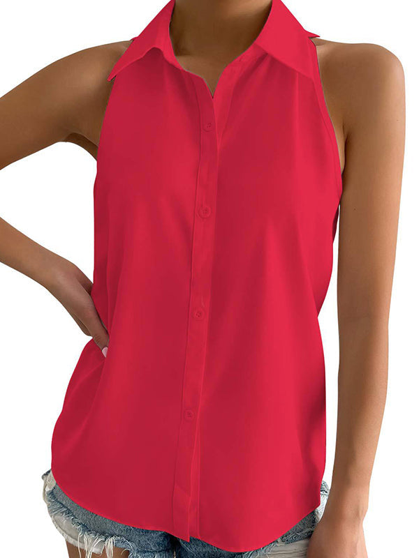 Solid Color Split-Joint Loose Plus Size Lapel Blouses