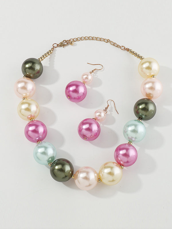 Contrast Color Geometric Necklaces Accessories + Drop Earrings