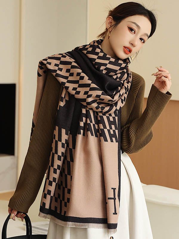 Vintage Printed Tasseled Imitated Cashmere Scarf