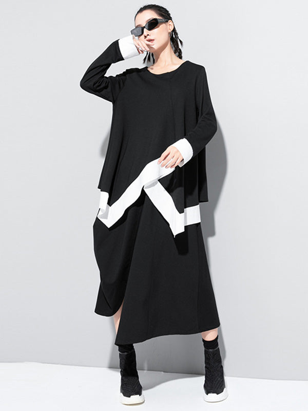 Original Asymmetric Split-Joint Round-Neck T-Shirt