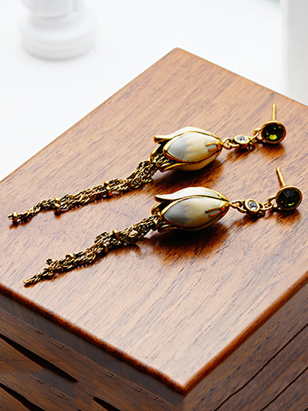 Flower Shape Tasseled Earrings Accessories