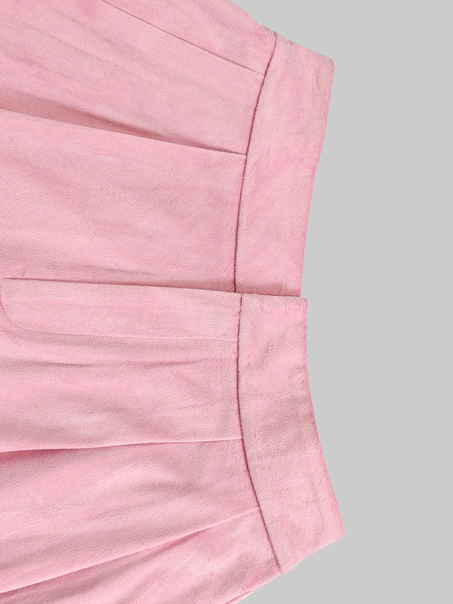 Elasticity Pleated Pockets Solid Color High Waisted Skirts Bottoms