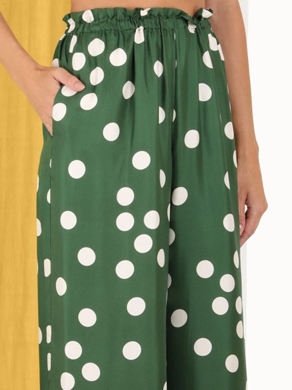 Casual Wide Leg Polka-Dot Elasticity Pants
