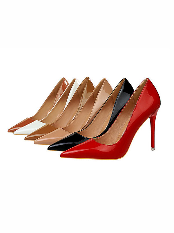Solid Color Split-Joint Scarpin Salto Pumps