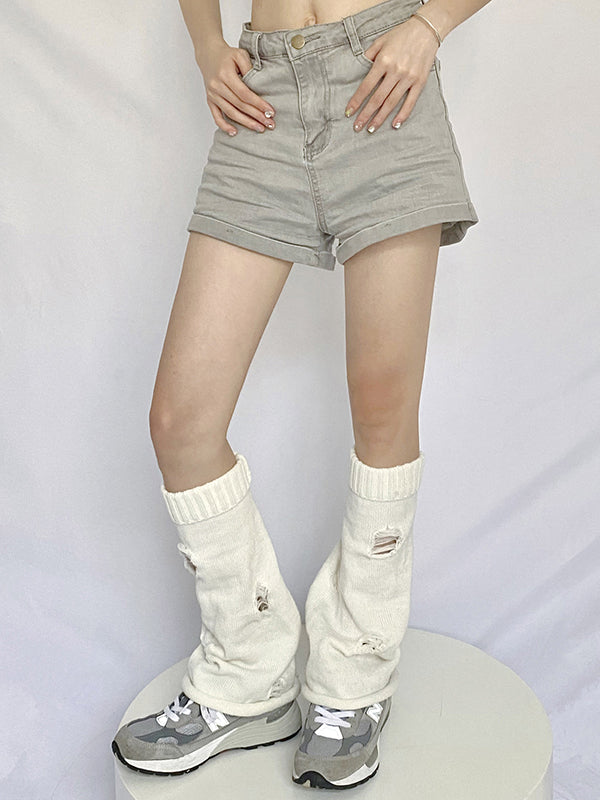Flared Hollow Solid Color Leg Warmers Accessories