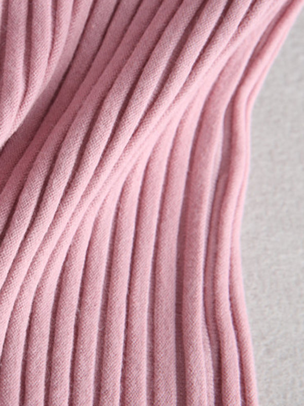 Solid Color Short Sleeves Skinny Boat Neck Sweater Pullovers Knitwear
