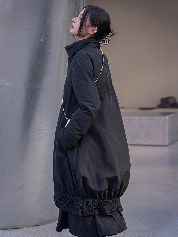 Urban Long Sleeves Solid Color Zipper High-Neck Padded Coat