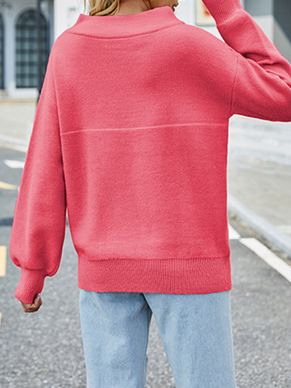 Solid Color Velvet Long Sleeves Loose Off-The-Shoulder Sweater Tops Pullovers