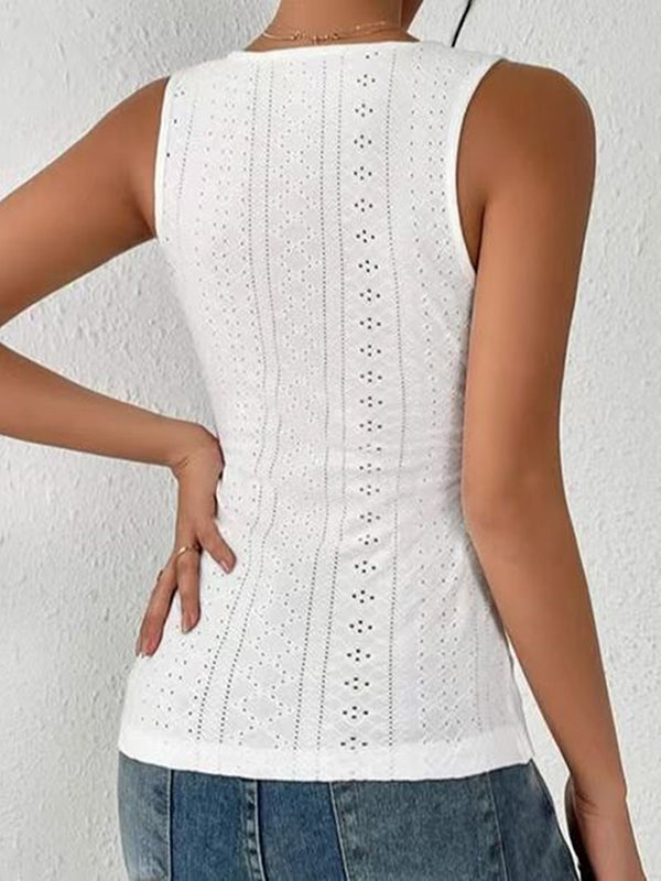 Solid Color Skinny Sleeveless Deep V-Neck Vest Top
