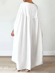 Solid Color Batwing Sleeves Long Sleeves Round-Neck Maxi Dresses