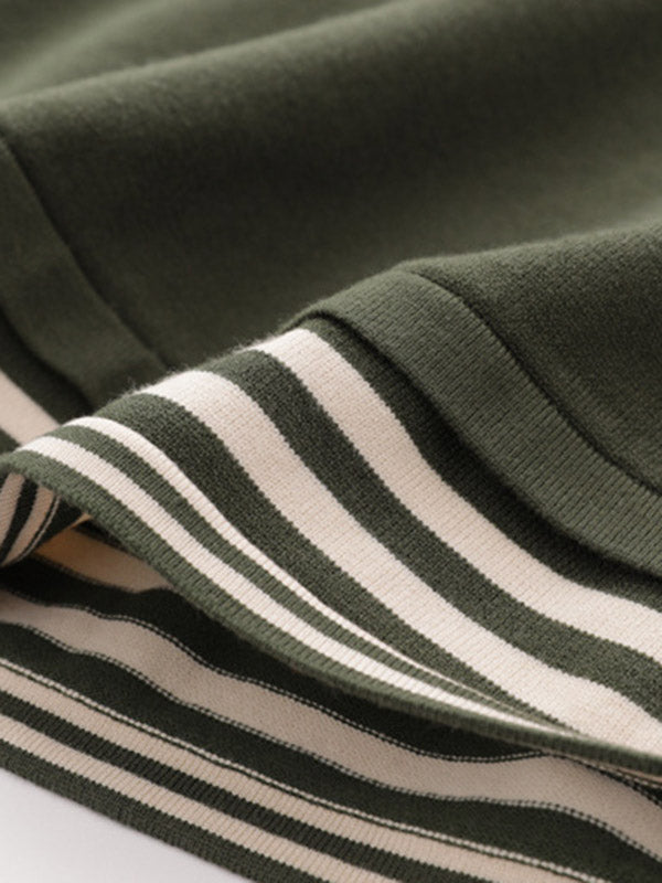 Casual 5 Colors Striped Hooded Long Sleeves Sweater Top