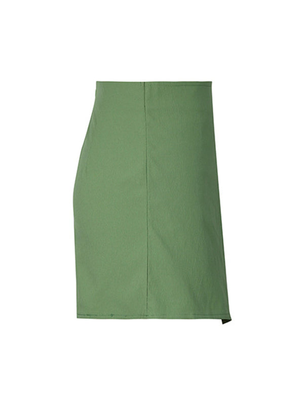 Asymmetric Buttoned Solid Color Split-Front Split-Joint Zipper High Waisted Loose Culotte