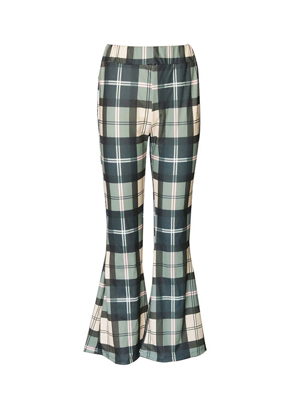 Plaid Flared Pants Trousers Pants