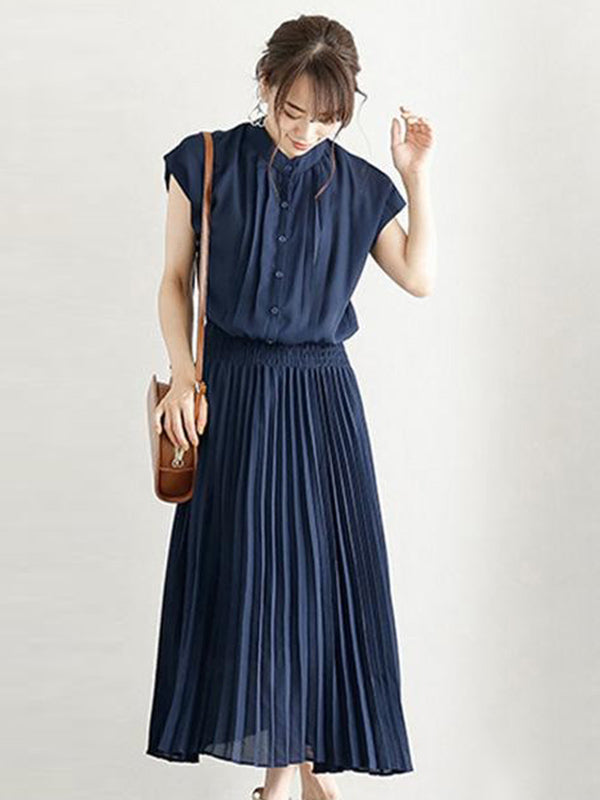 Chiffon 5 Colors Loose Pleated Split-Joint Dress