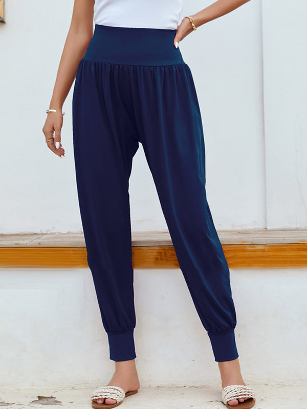 Simple Casual 9 Colors Pleated Harem Pants
