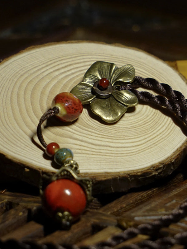 National Ceramic Beads Alloy Flower Necklace