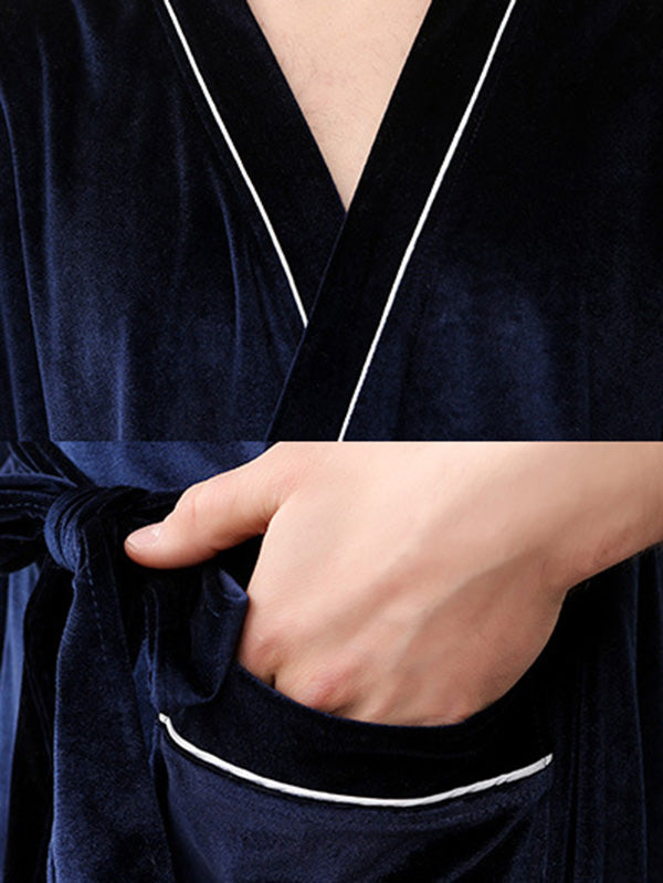 Comfortable Solid Bandage V-Neck Pajama Robe