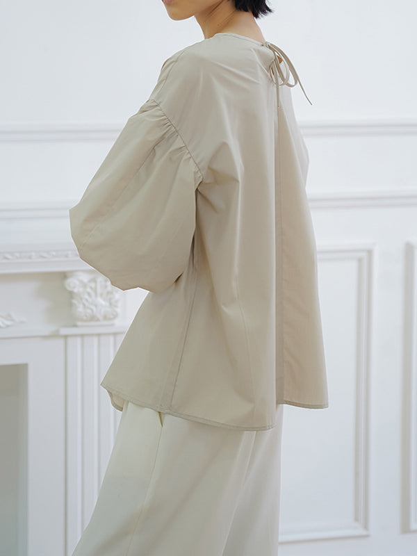 Solid Color Half Sleeves Loose V-Neck Blouses&Shirts Tops