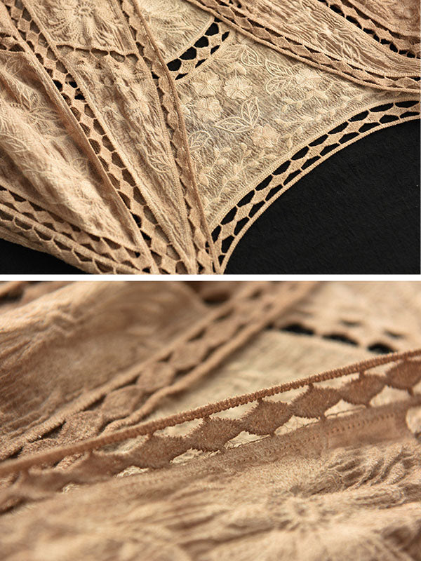 Seven-Quarter Sleeves Crochet Hollow Solid Color Outerwear